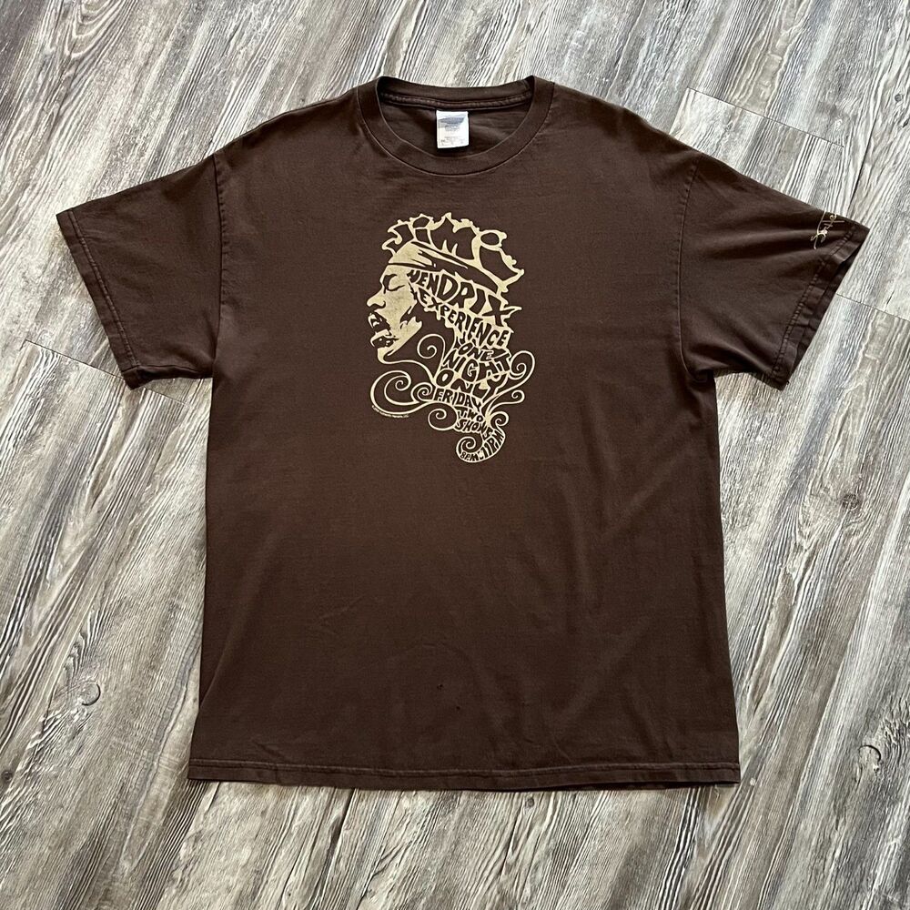 Vintage 2004 Jimi Hendrix Experience Short Sleeve Brown Shirt L